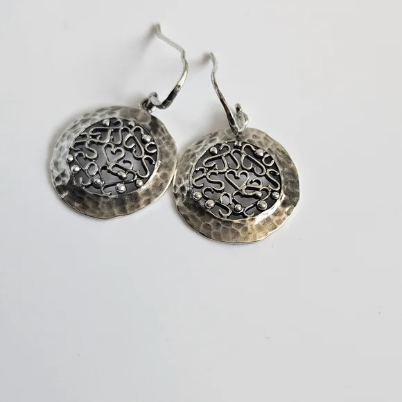 PZ (Paz Creations) 925 Sterling Silver Framed Filigree Dangle Earrings - Picture 3 of 6